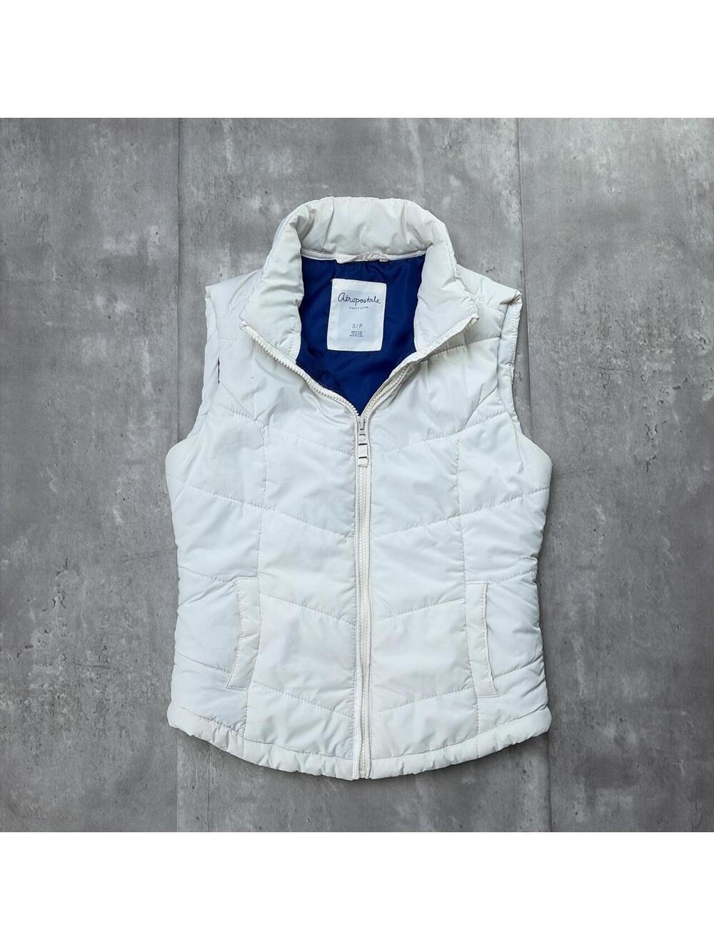 Y2K White Aeropostale Grunge Skater Puffer Vest